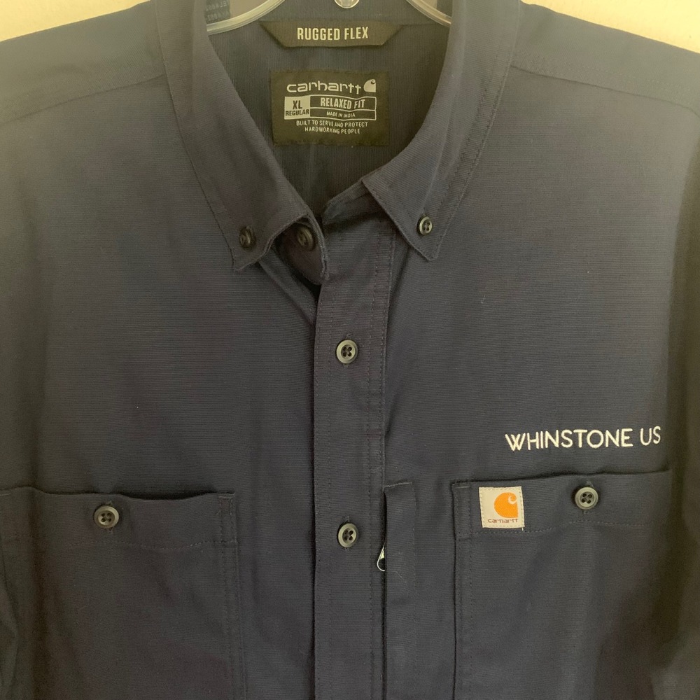 Carhartt XL Relaxed Fit Work Shirt Navy Blue Excellent Rugged Flex 102538 412